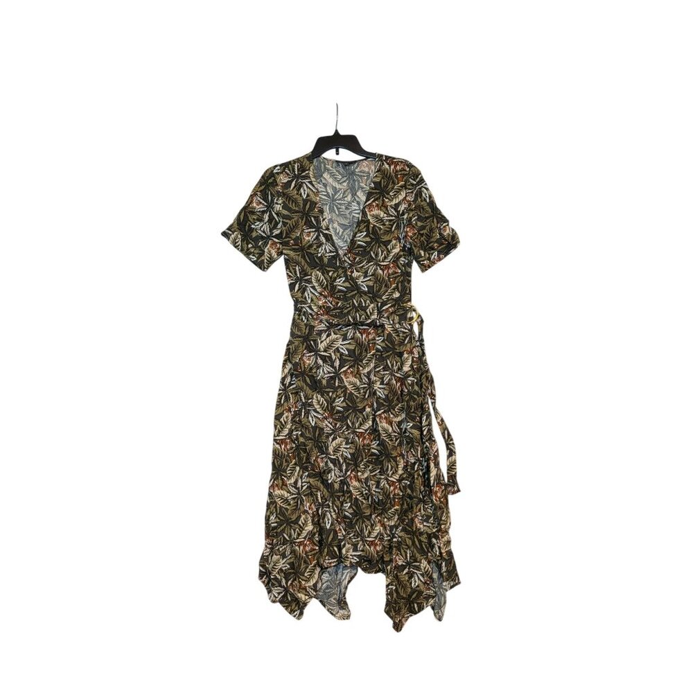 Banana Republic Womens Tropical Tiger Wrap Dress Size 4 With Adjustable Belt Sho